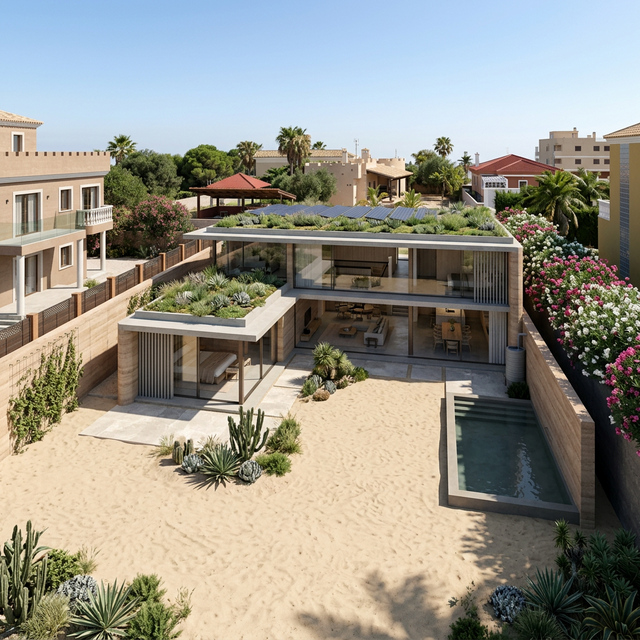 Recreación de chalet y casa de lujo en el terreno de La Manga